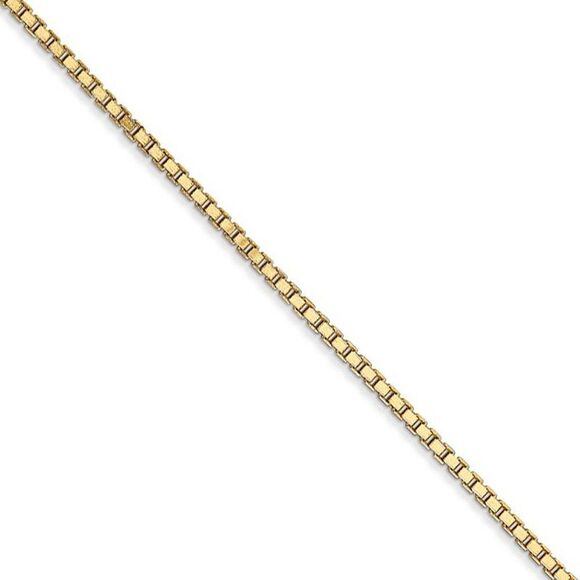 1.5mm 14k Yellow Gold Solid Box Chain Necklace 26 Inch